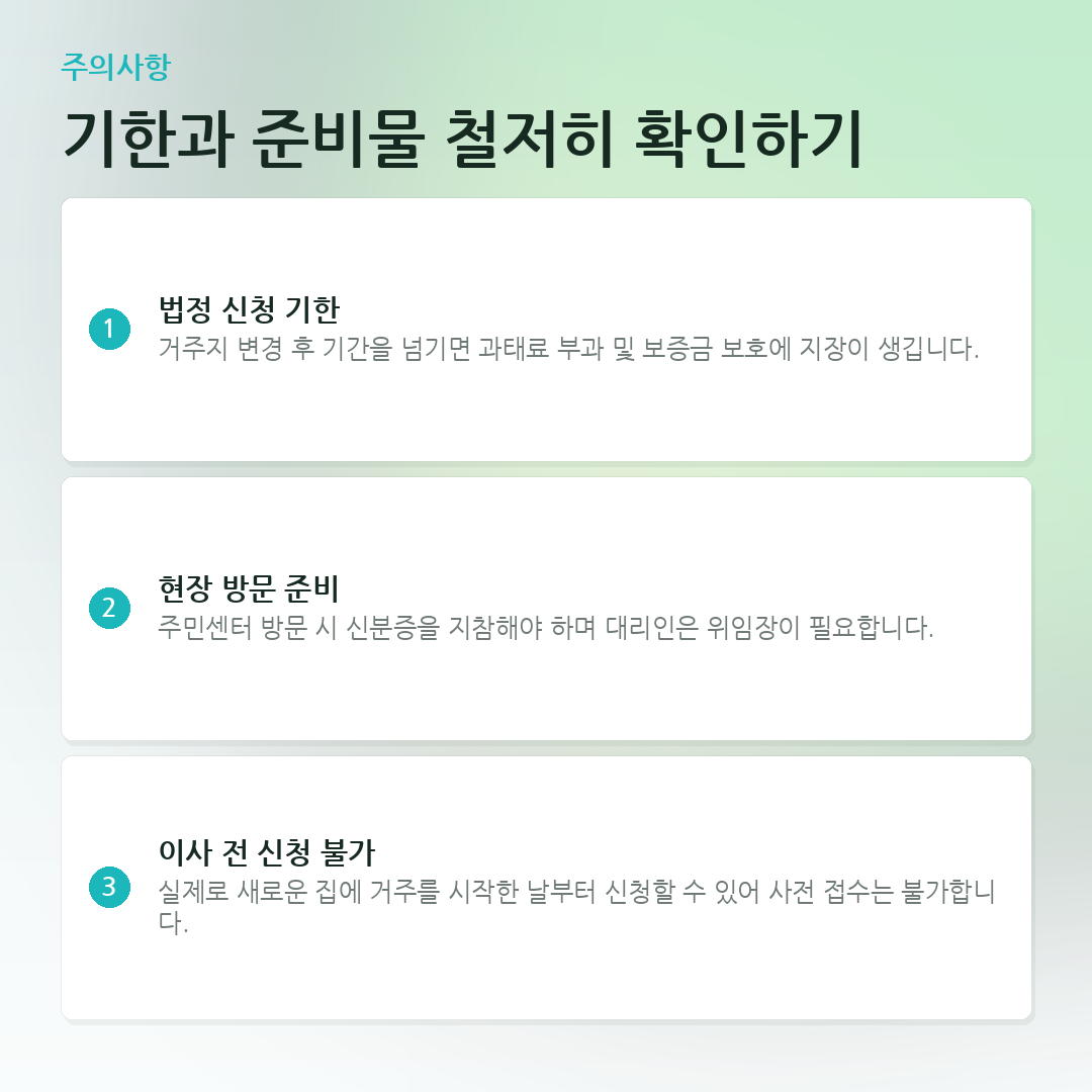 기한과 준비물 철저히 확인하기 요약 카드