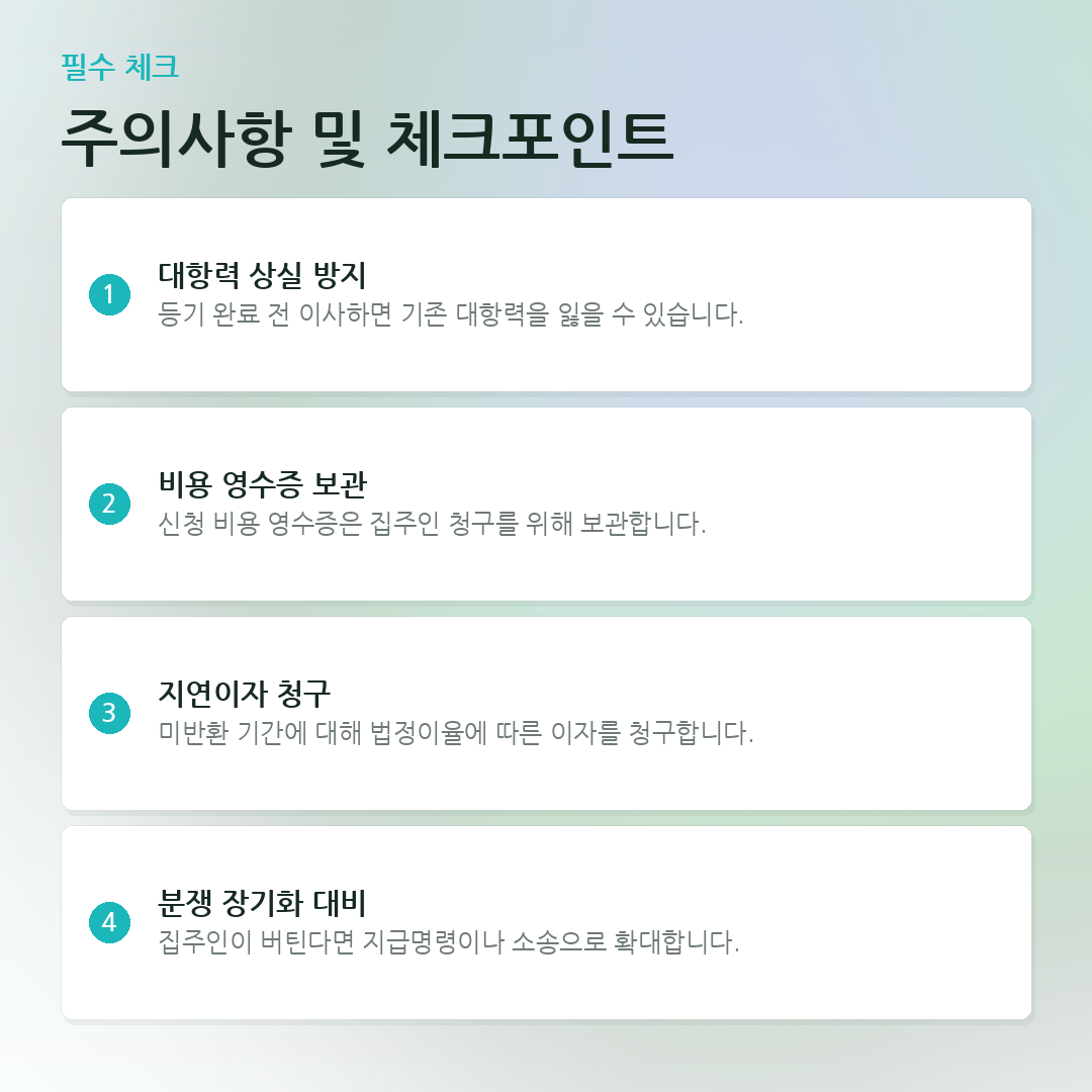 주의사항 및 체크포인트 요약 카드