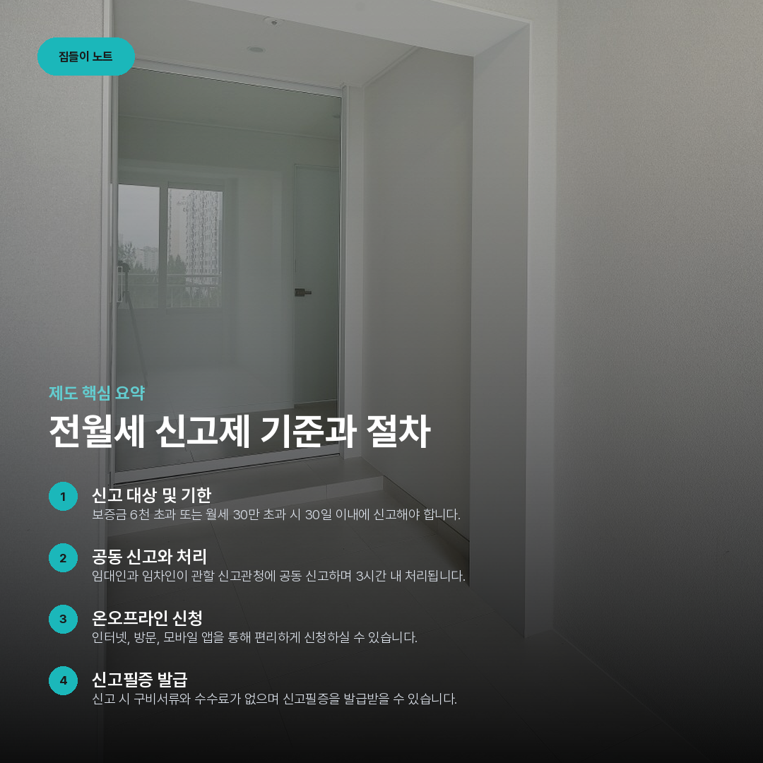 전월세 신고제 기준과 절차 요약 카드