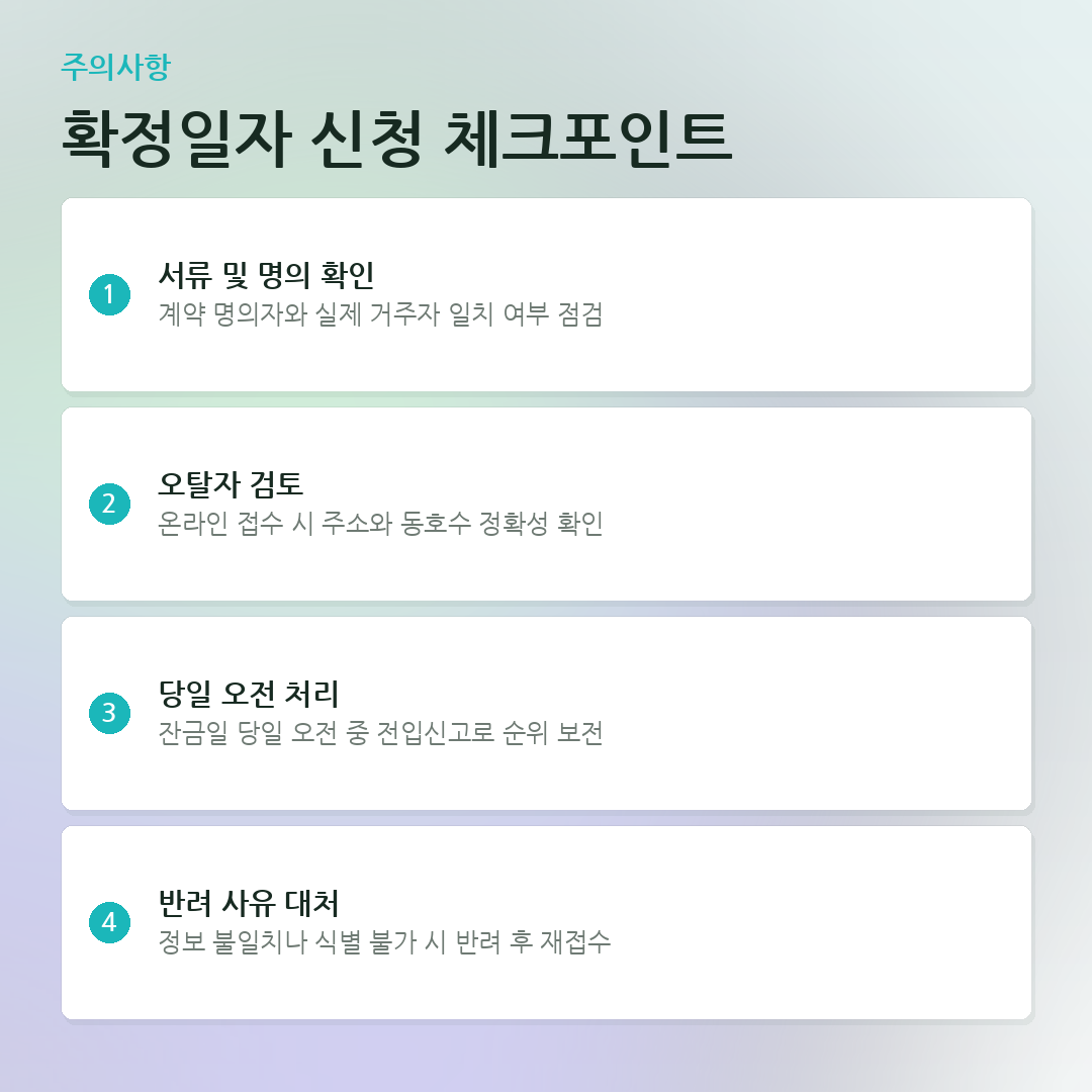 확정일자 신청 체크포인트 요약 카드
