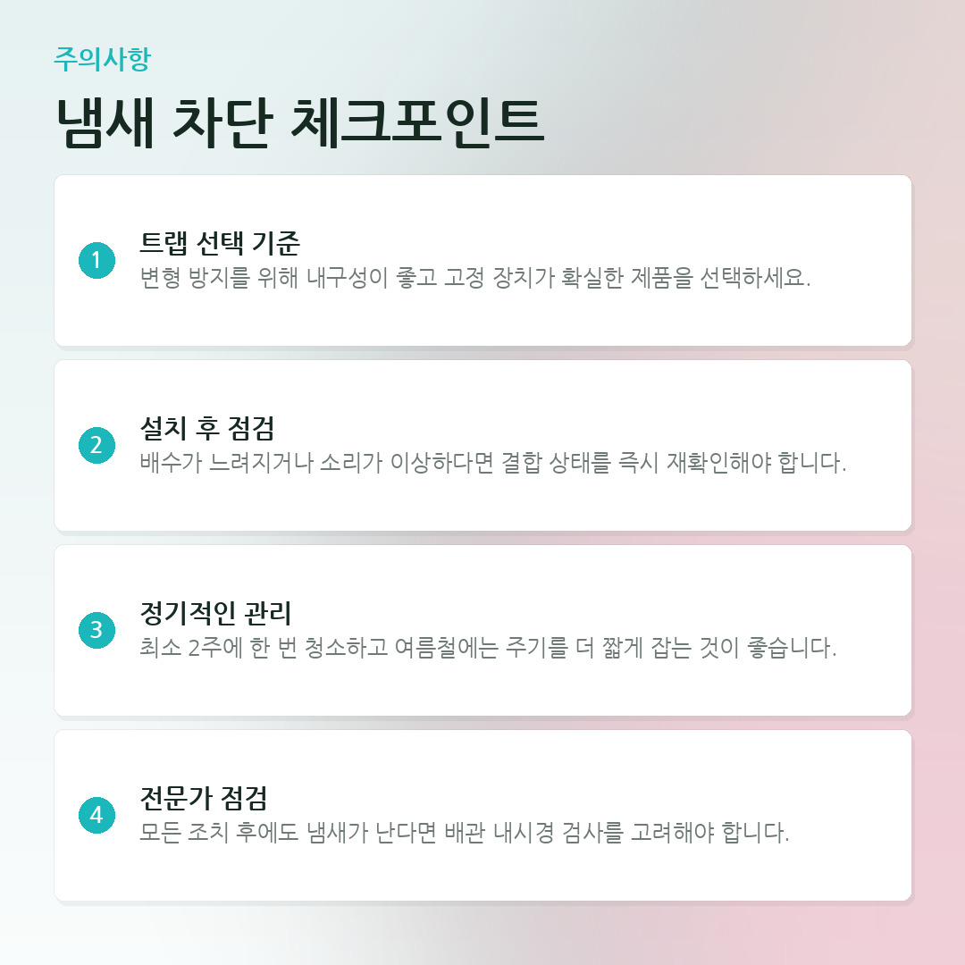 냄새 차단 체크포인트 요약 카드
