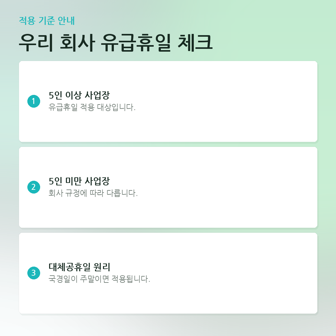 우리 회사 유급휴일 체크 요약 카드