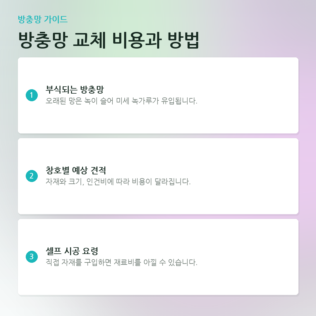 방충망 교체 비용과 방법 요약 카드