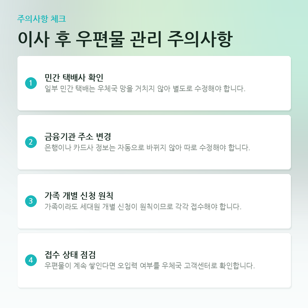 이사 후 우편물 관리 주의사항 요약 카드