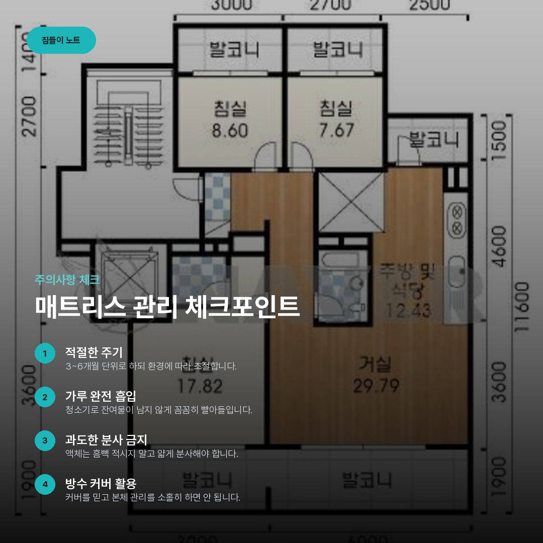 매트리스 관리 체크포인트 요약 카드